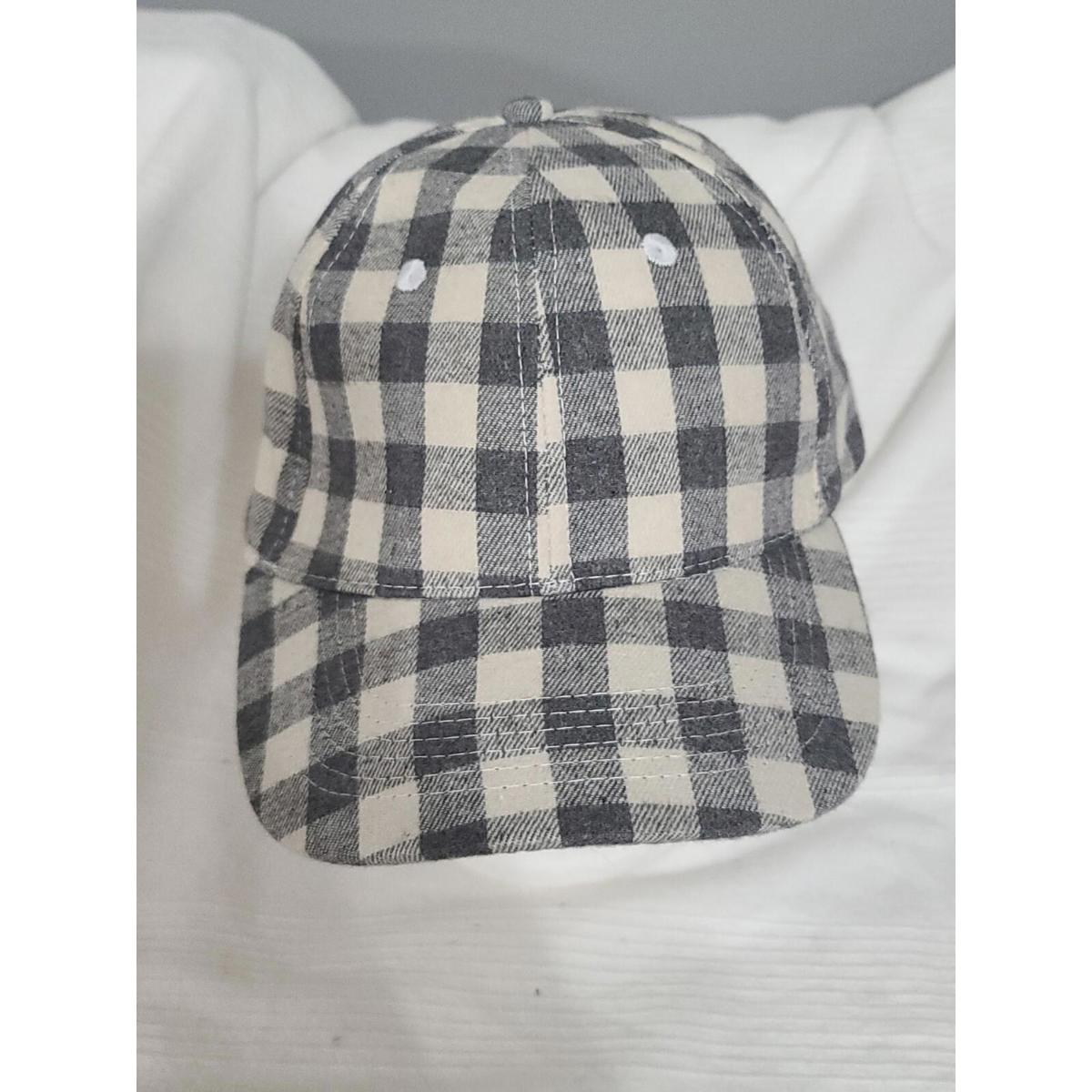 Cocus Pocus Baseball Cap Hat Womens Gray/Cream Plaid Adjusts Cotton Blend Nwot